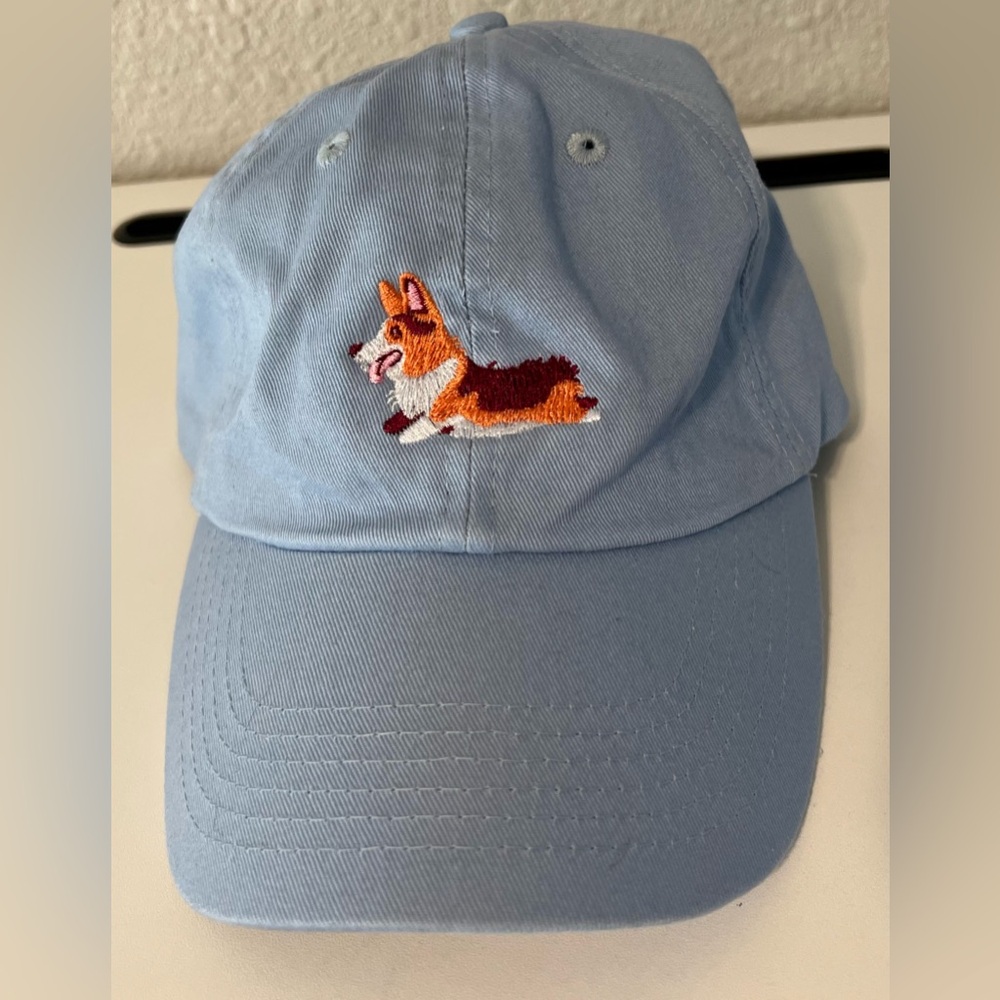Blue Cap with Corgi Embroidery